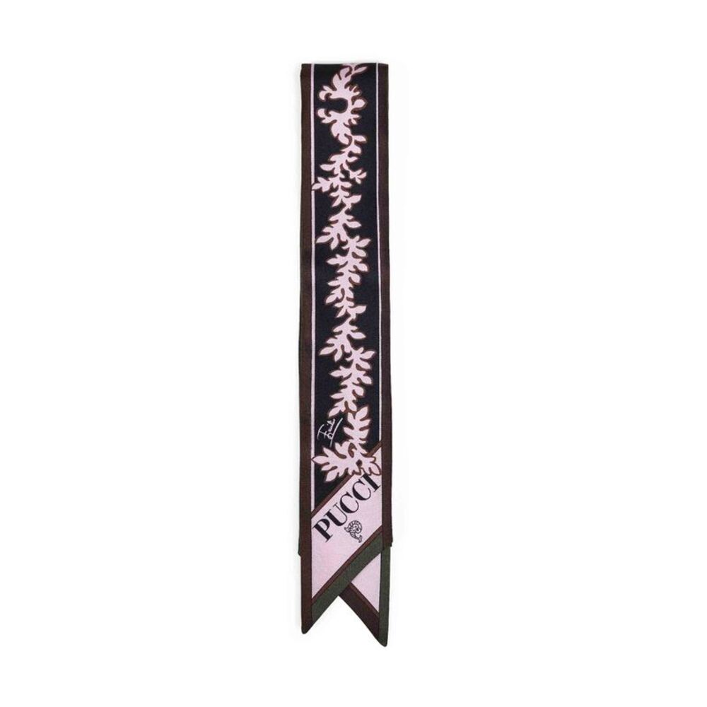 Pucci Women Khaki And Pink Selva And Iride-Prints Silk Twill Bandeau Scarf